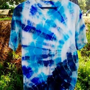 Blue and White tie-dye shirt Medium.